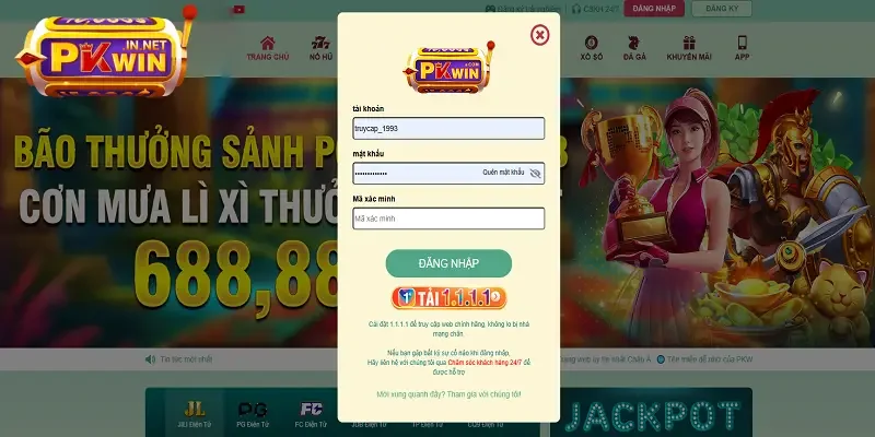 Thông tin đăng nhập PKWIN 